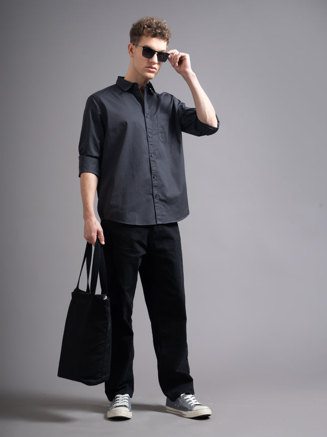 Men Grey Twill Shirt
