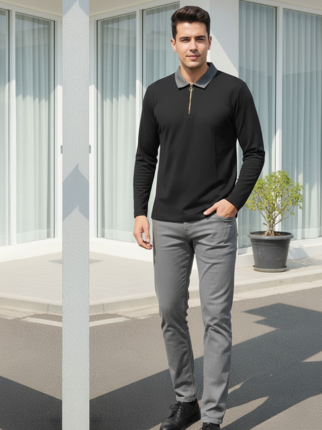 Men Black Semi-Formal Wear T-Shirt