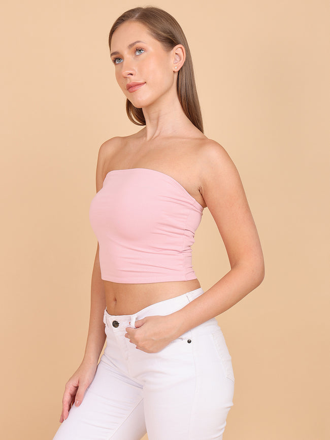 Women Mauve Ruched Tube Top