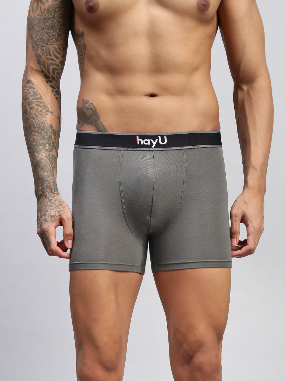 Men Grey Modal Solid Trunks