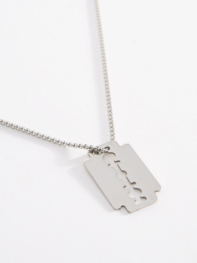 Men Razor Blade Pendant Chain With Lobster Closure