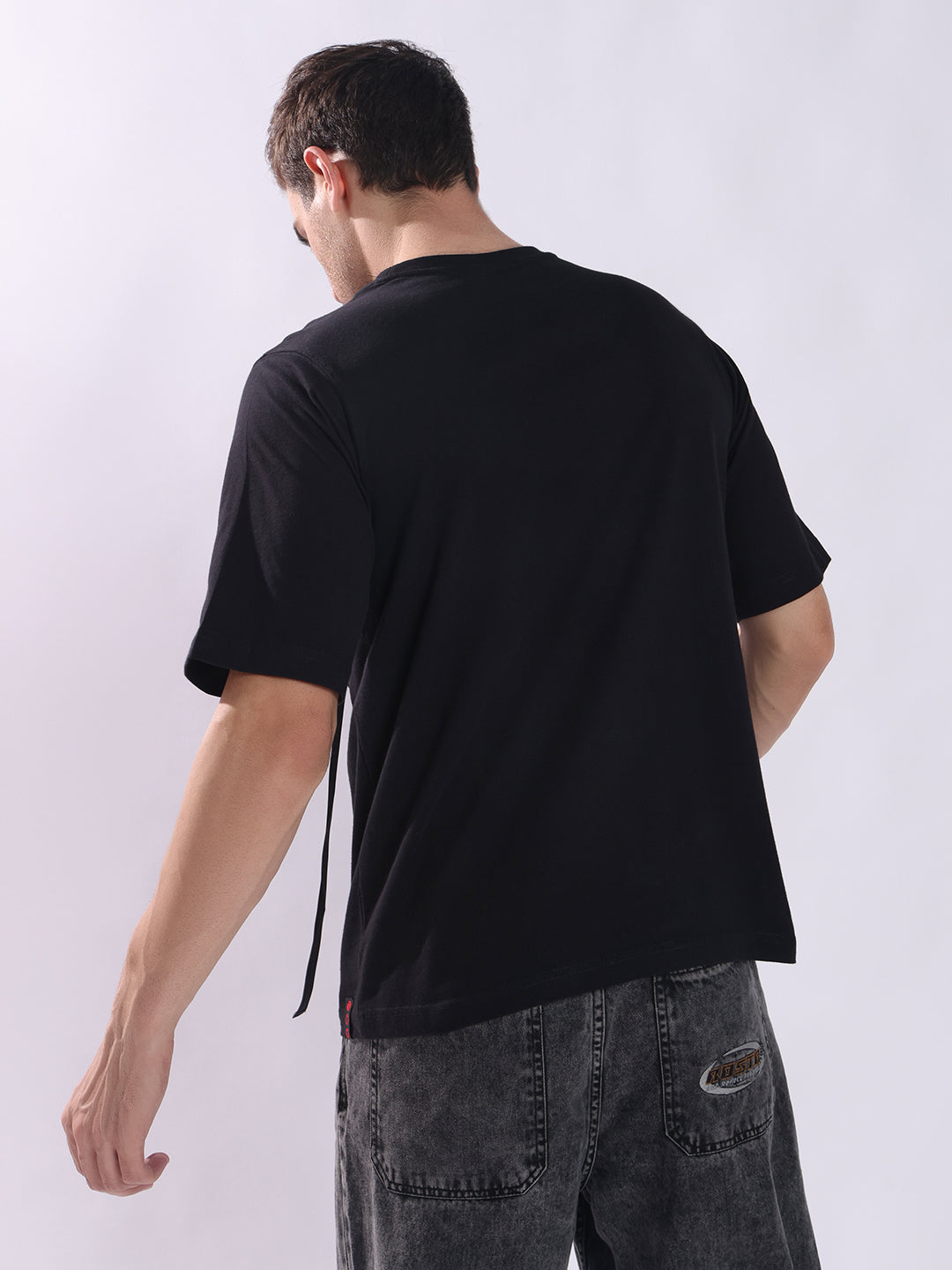 Men Black Cotton Oversized T-Shirt