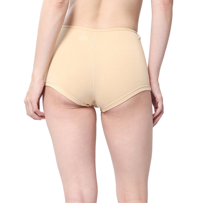 Women Beige Midrise Comfort Boyshorts