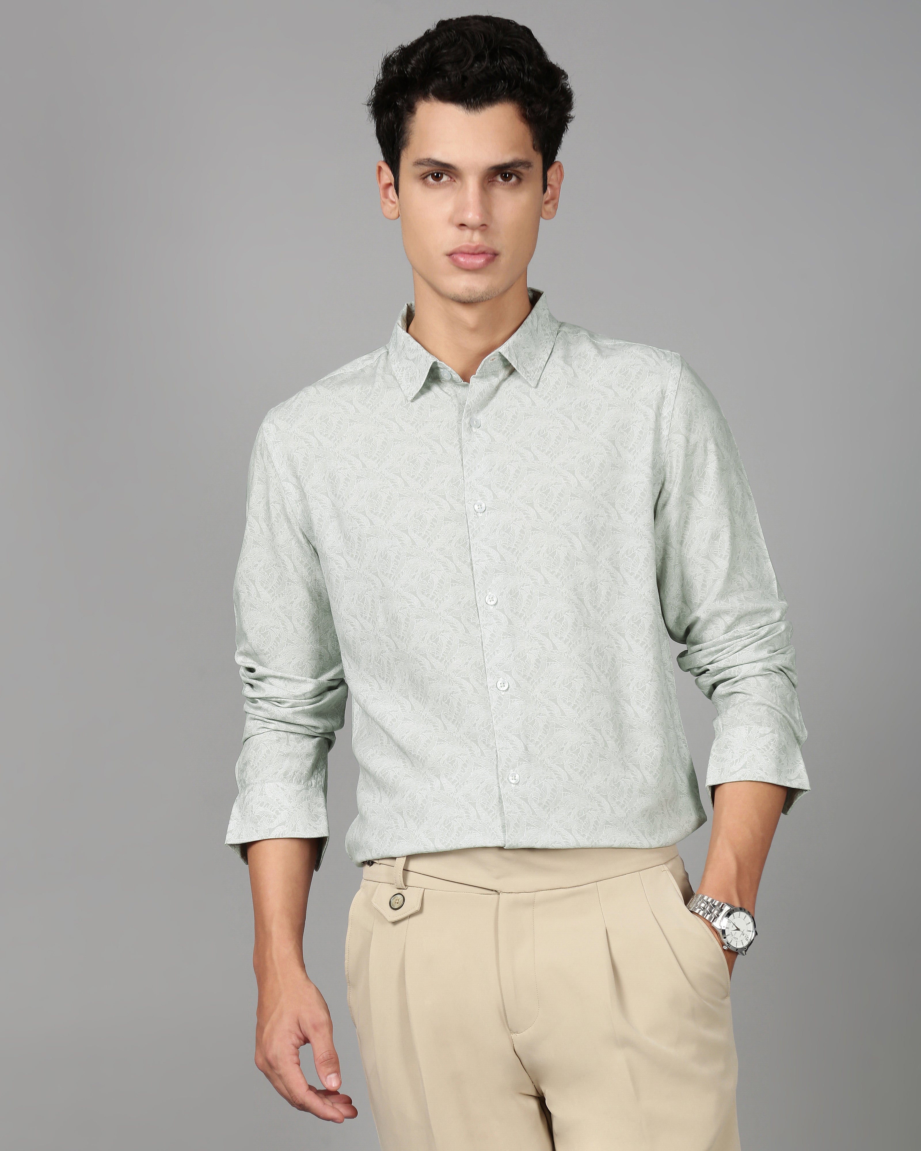 Men Grey Printed Shirt