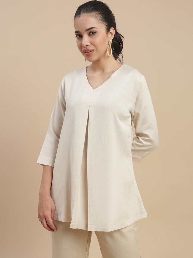 Women Beige Casual Tunic Top
