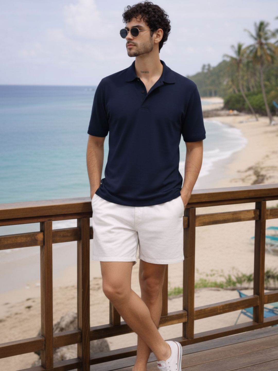 Men Cotton Polo Collar T-Shirt