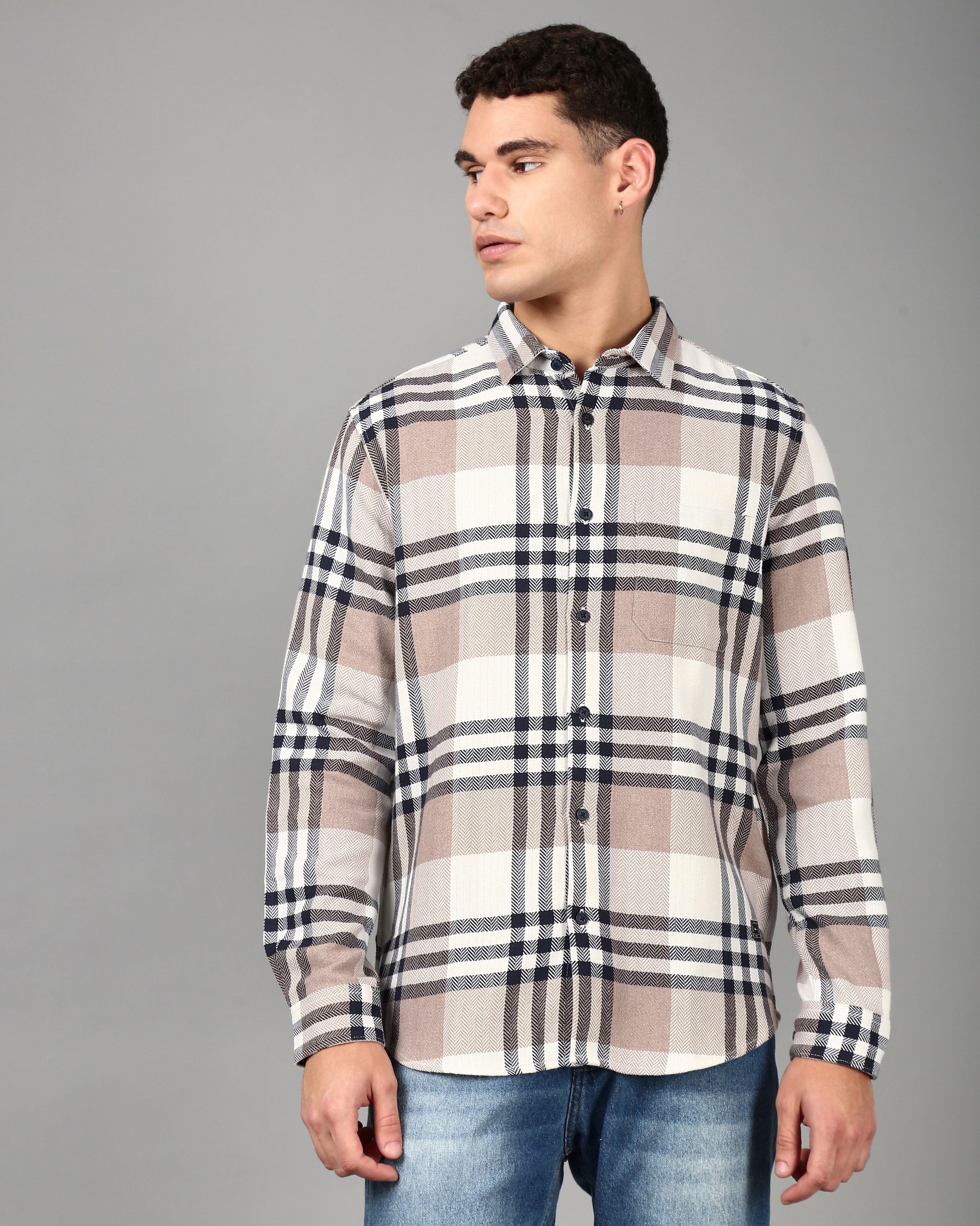 Men Beige Casual Shirt