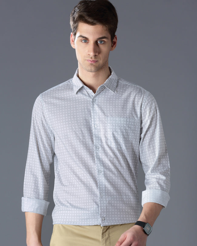Men White Cotton Slim Shirt