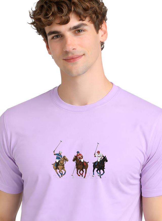 Men Lavender Cotton Printed T-Shirt