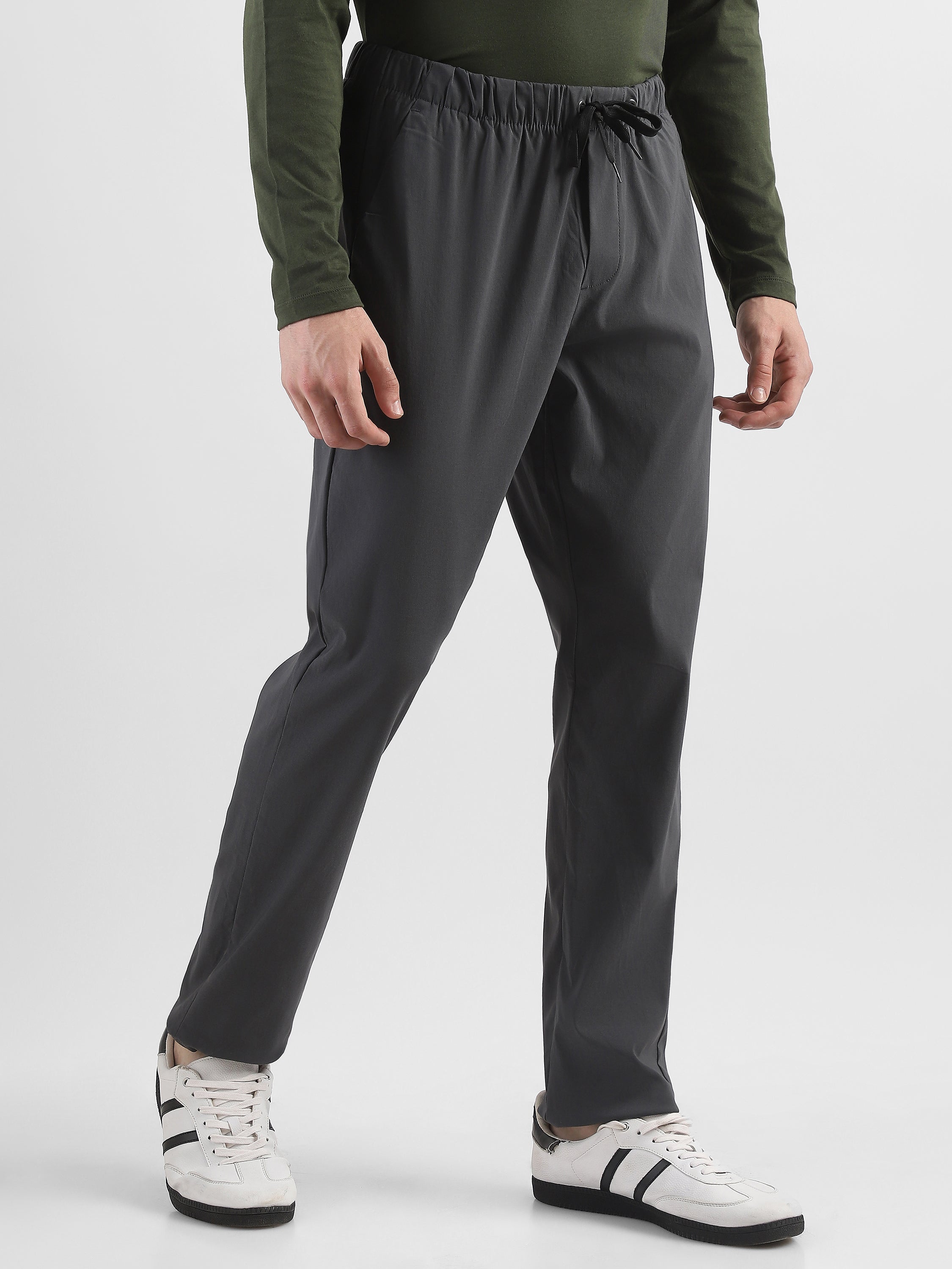 Men Grey Polyester Blend Pants