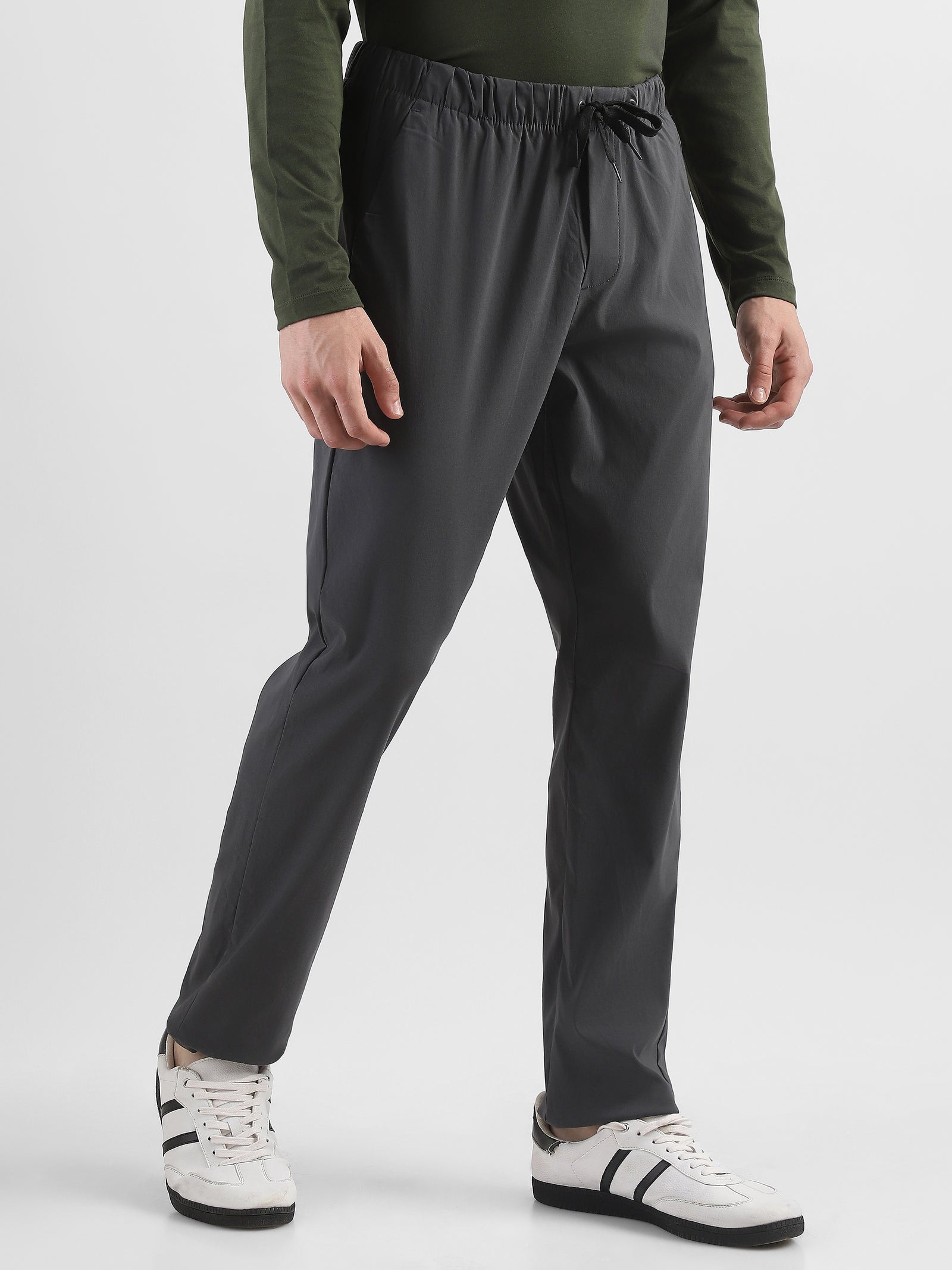 Men Grey Polyester Blend Pants