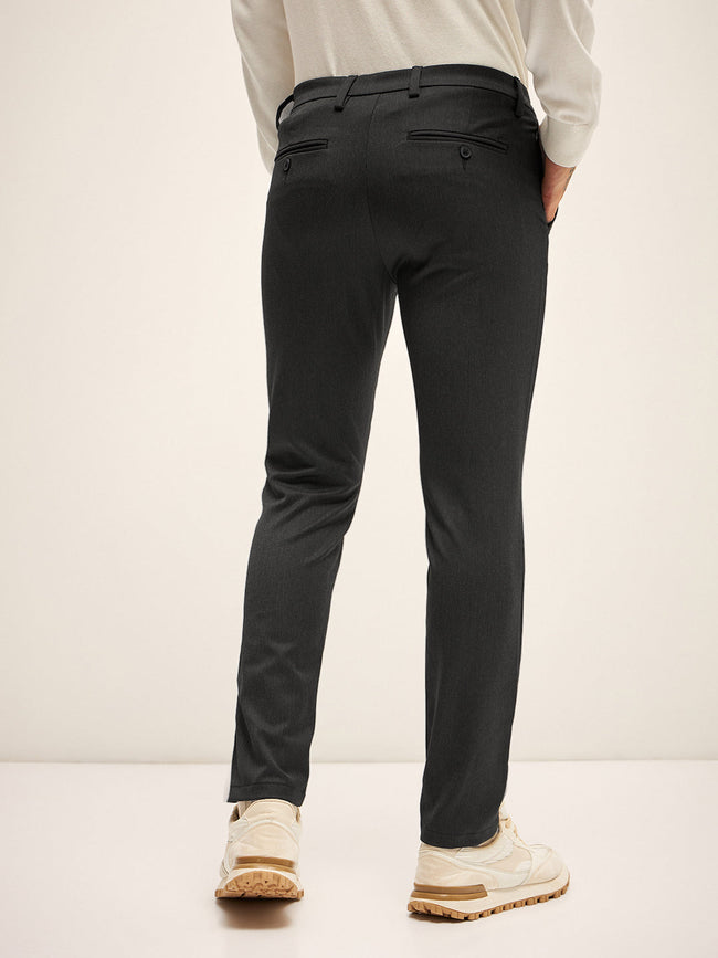 Men Black Solid 4 Way Stretch Formal Trouser
