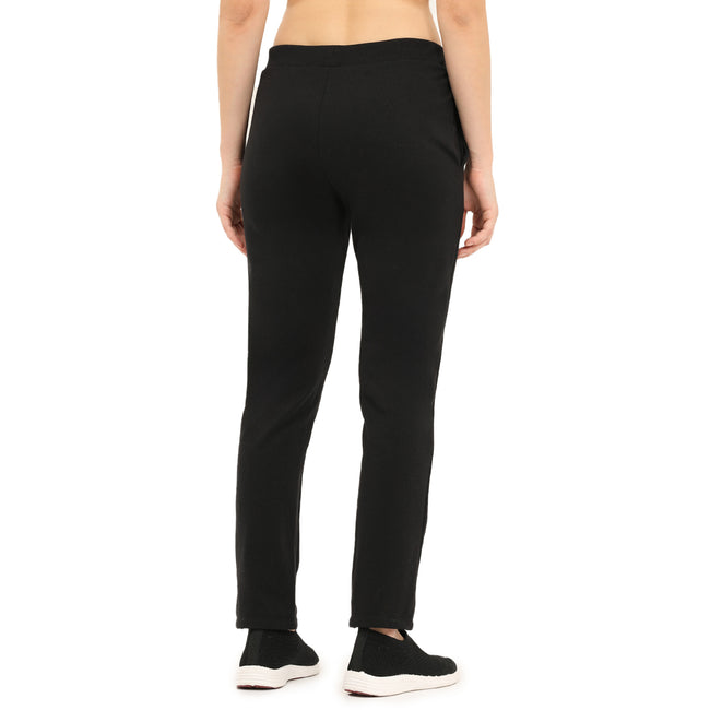 Women Black Ankle Length Fleece Track Pant
