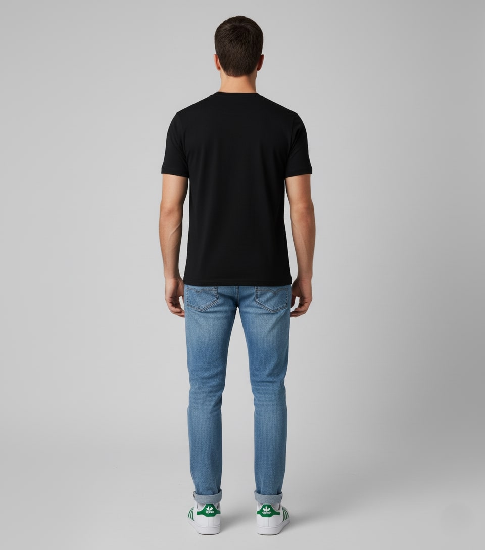 Men Printed Black Cotton Tshirt