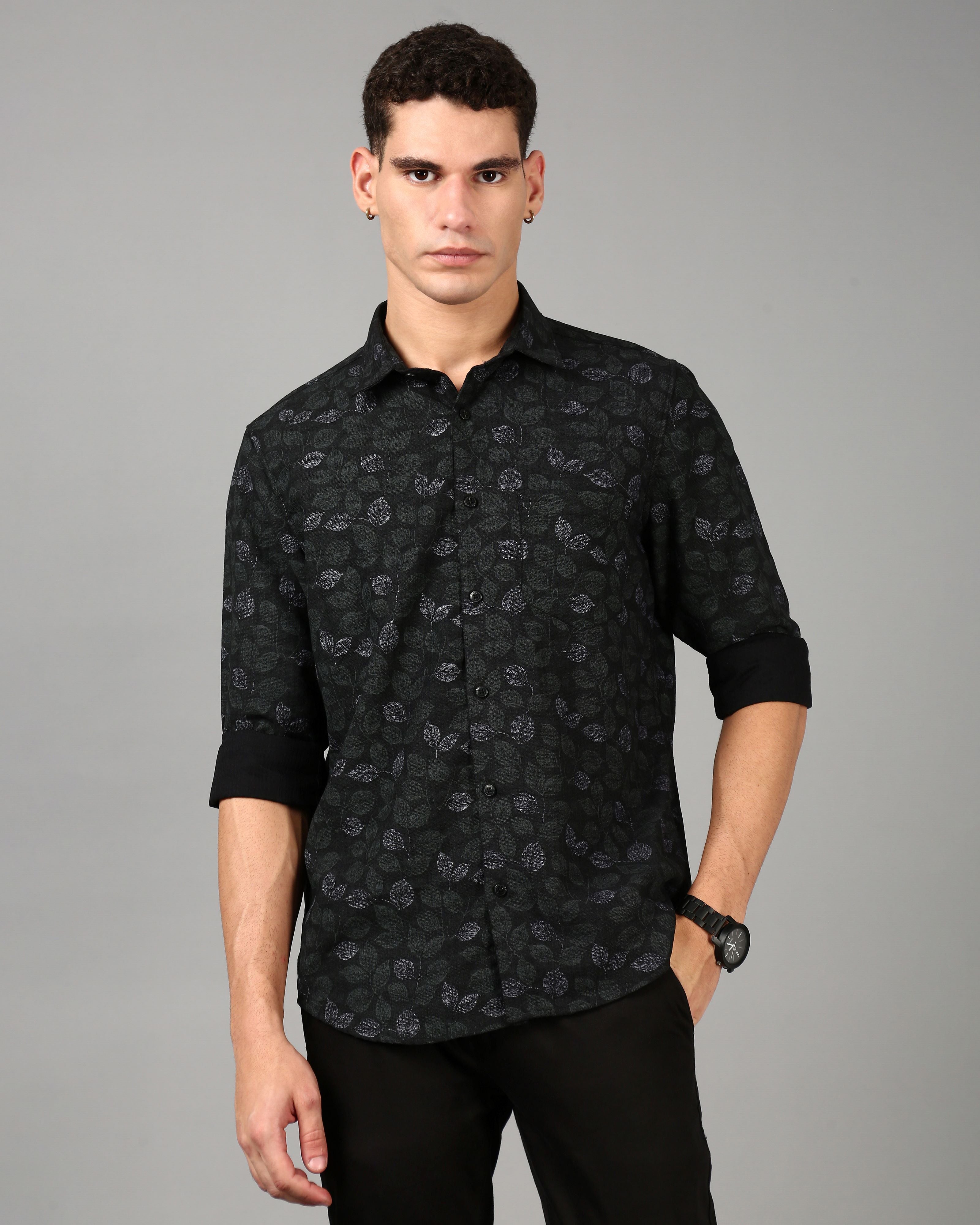 Men Black Slim Fit Shirt