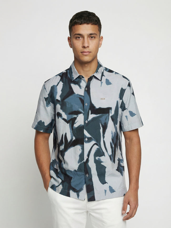 Men Blue Nylon Printed Shirt