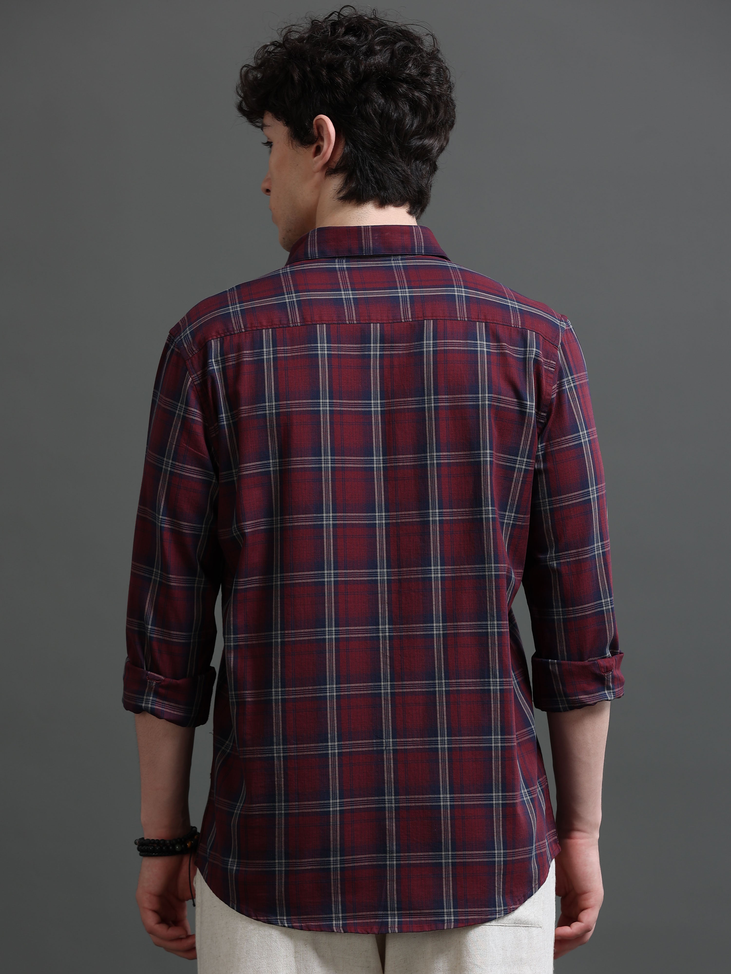 Men Red Check Shirt