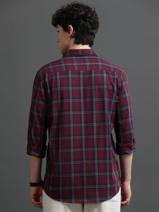 Men Red Check Shirt