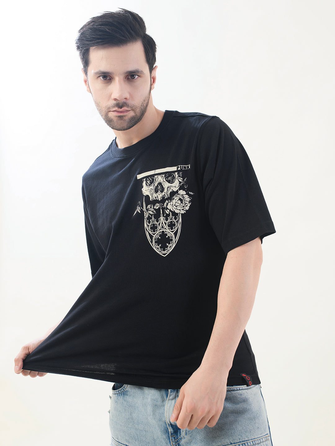 Men Black Cotton Oversized T-Shirt