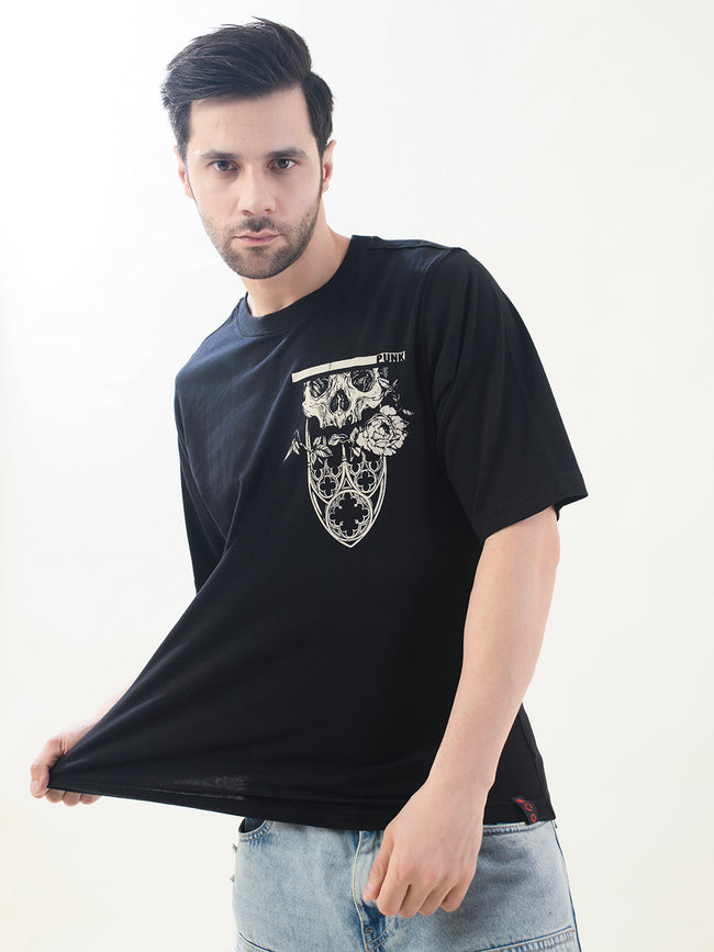 Men Black Cotton Oversized T-Shirt