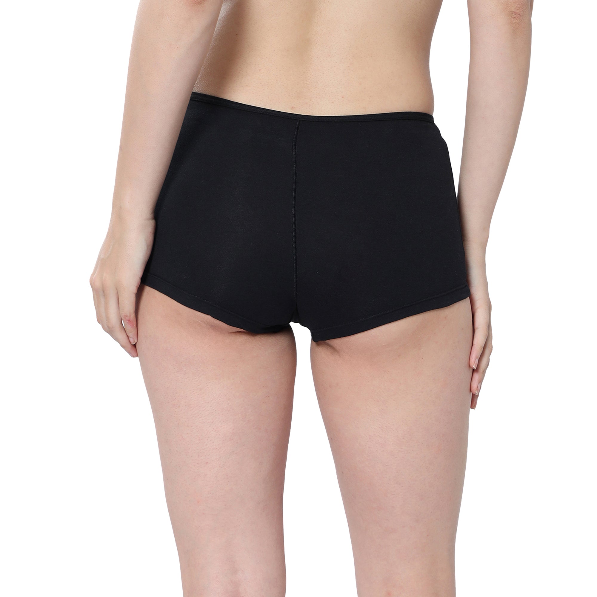 Women Black Midrise Comfort Boyshorts