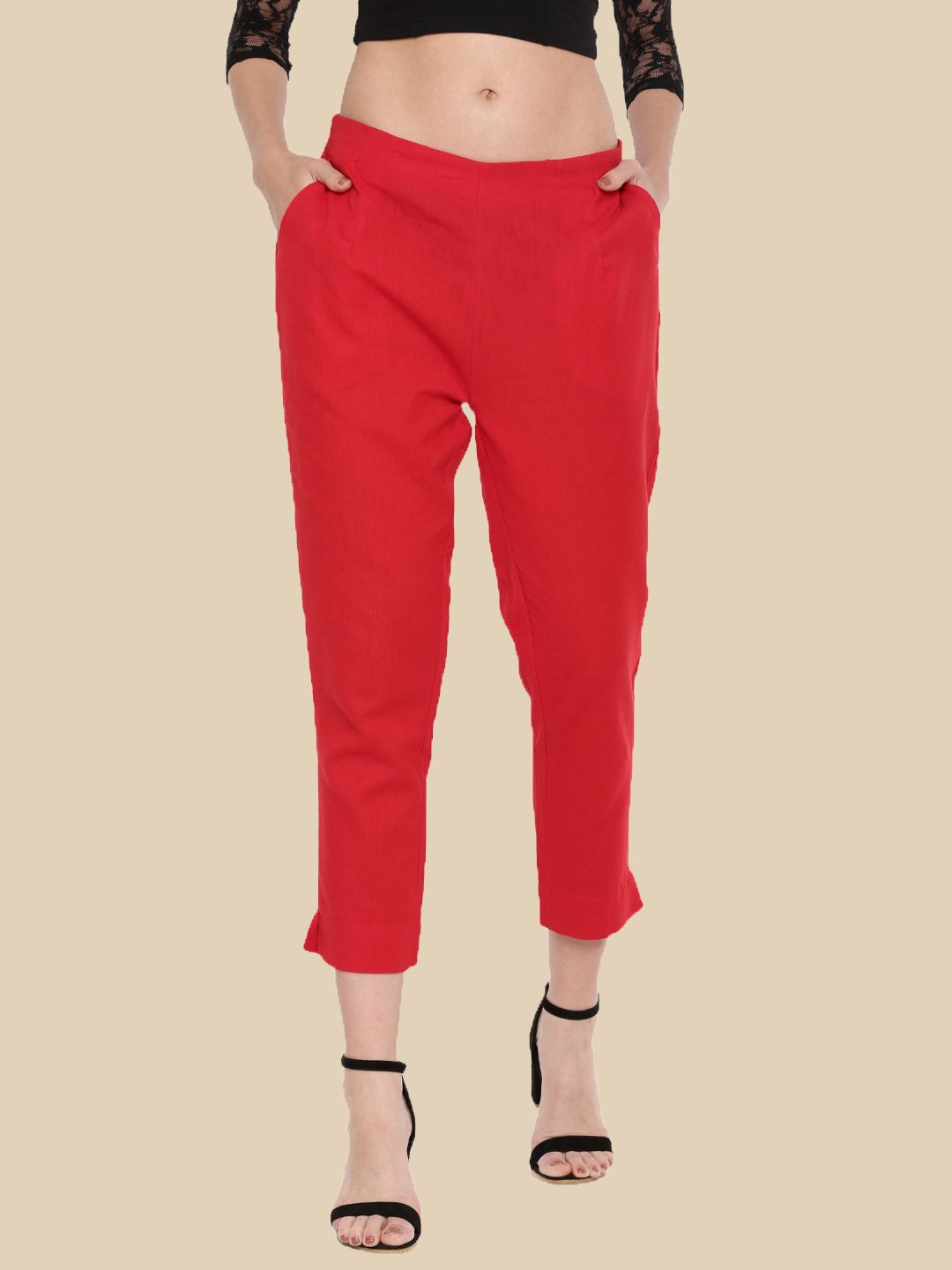 Women Red Casual Pants