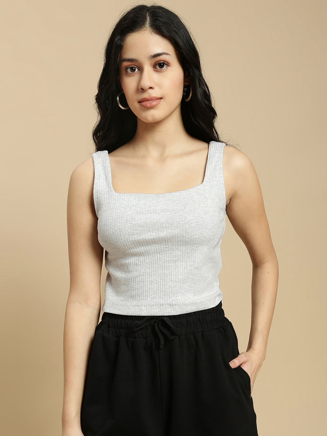 Women White Sleeveless Crop Top