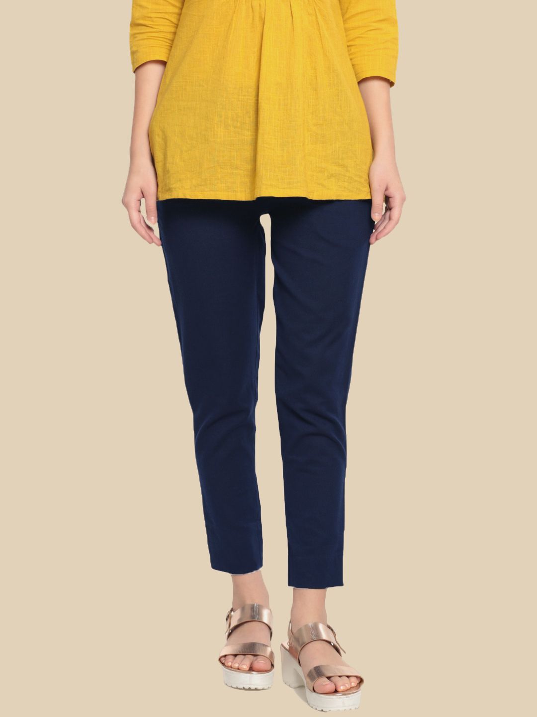 Women Navy Blue Casual Pants