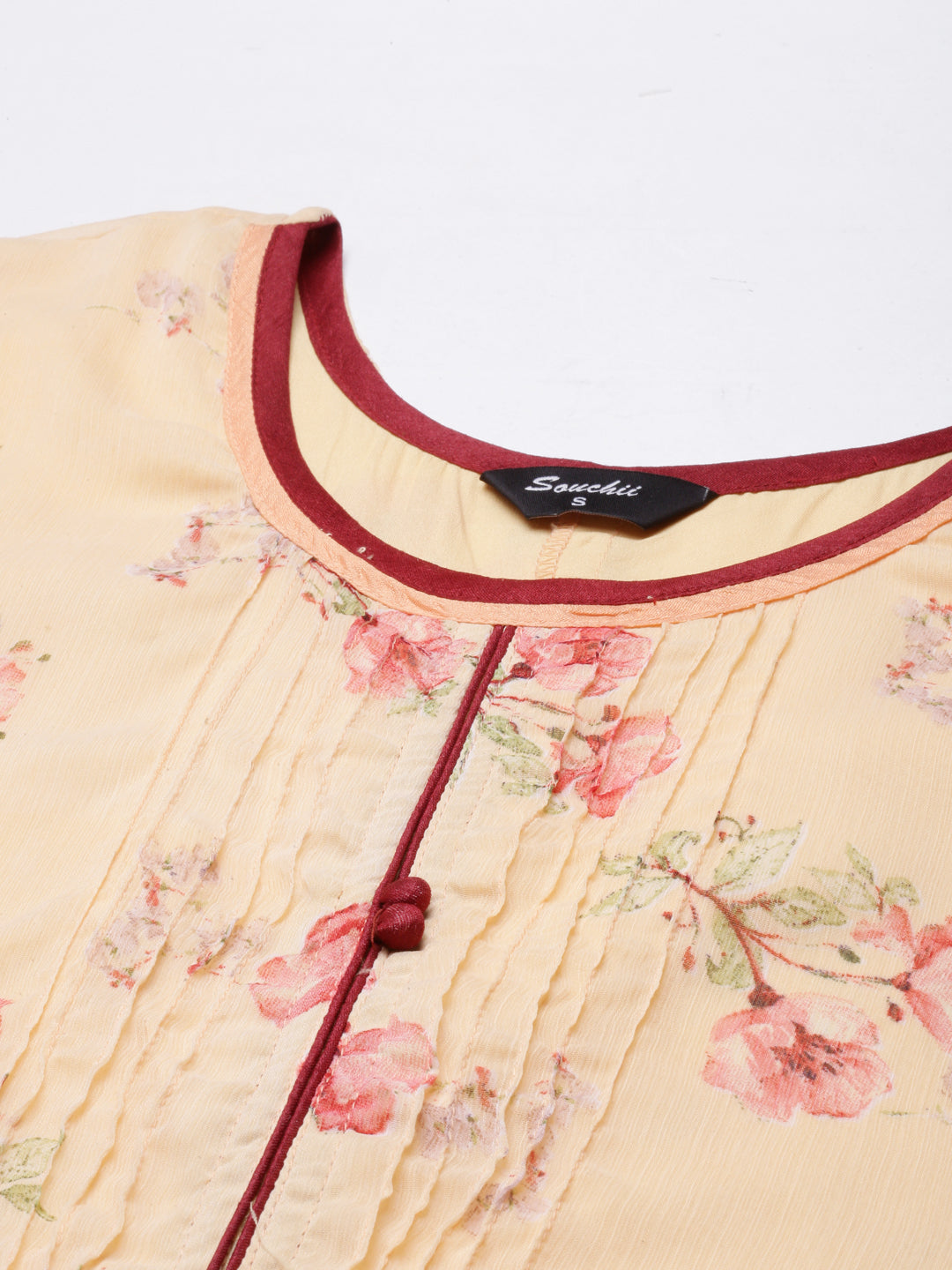 Women Peach Floral Chiffon Dress