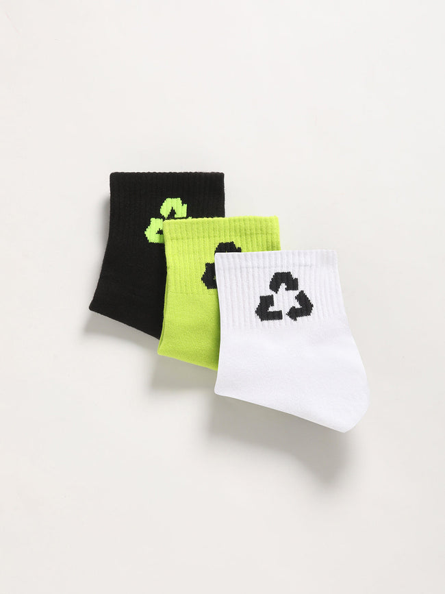 Men Pack of 3 Printed Above Ankle Length Socks