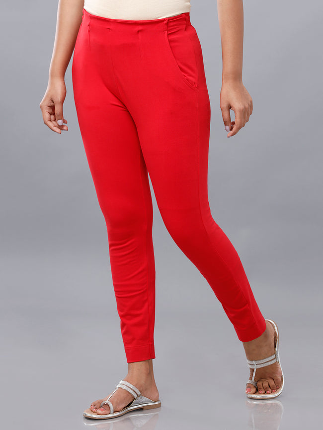 Women Red Casual Pants