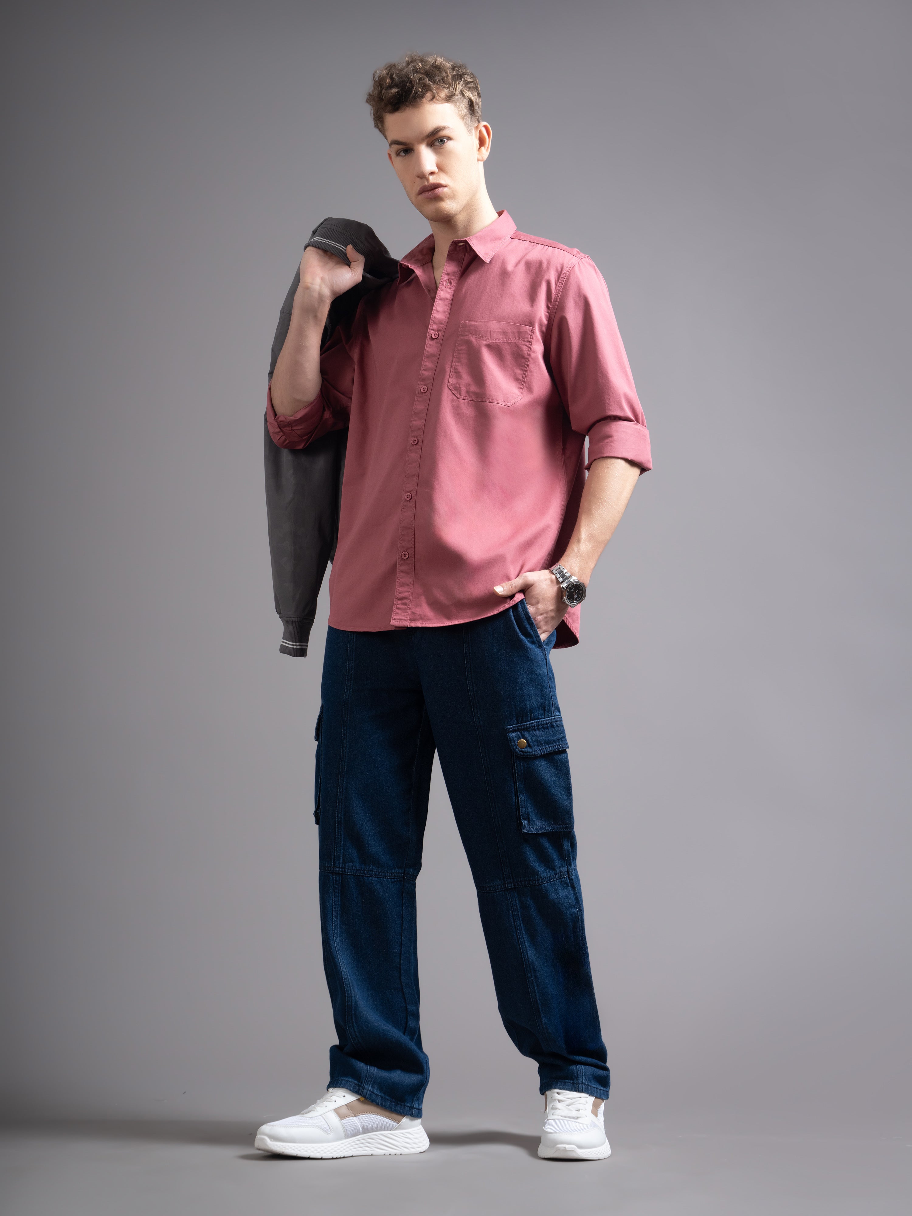 Men Mauve Twill Shirt