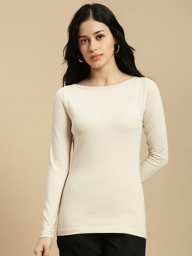 Women Beige Full Sleeve Top