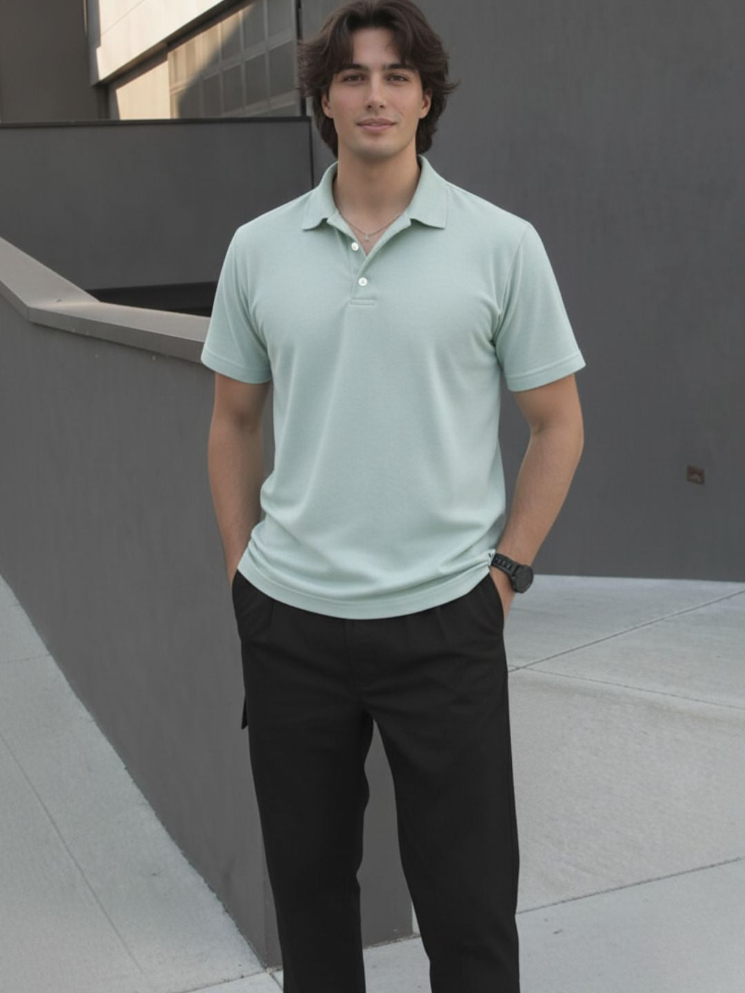 Men Cotton Polo Collar T-Shirt