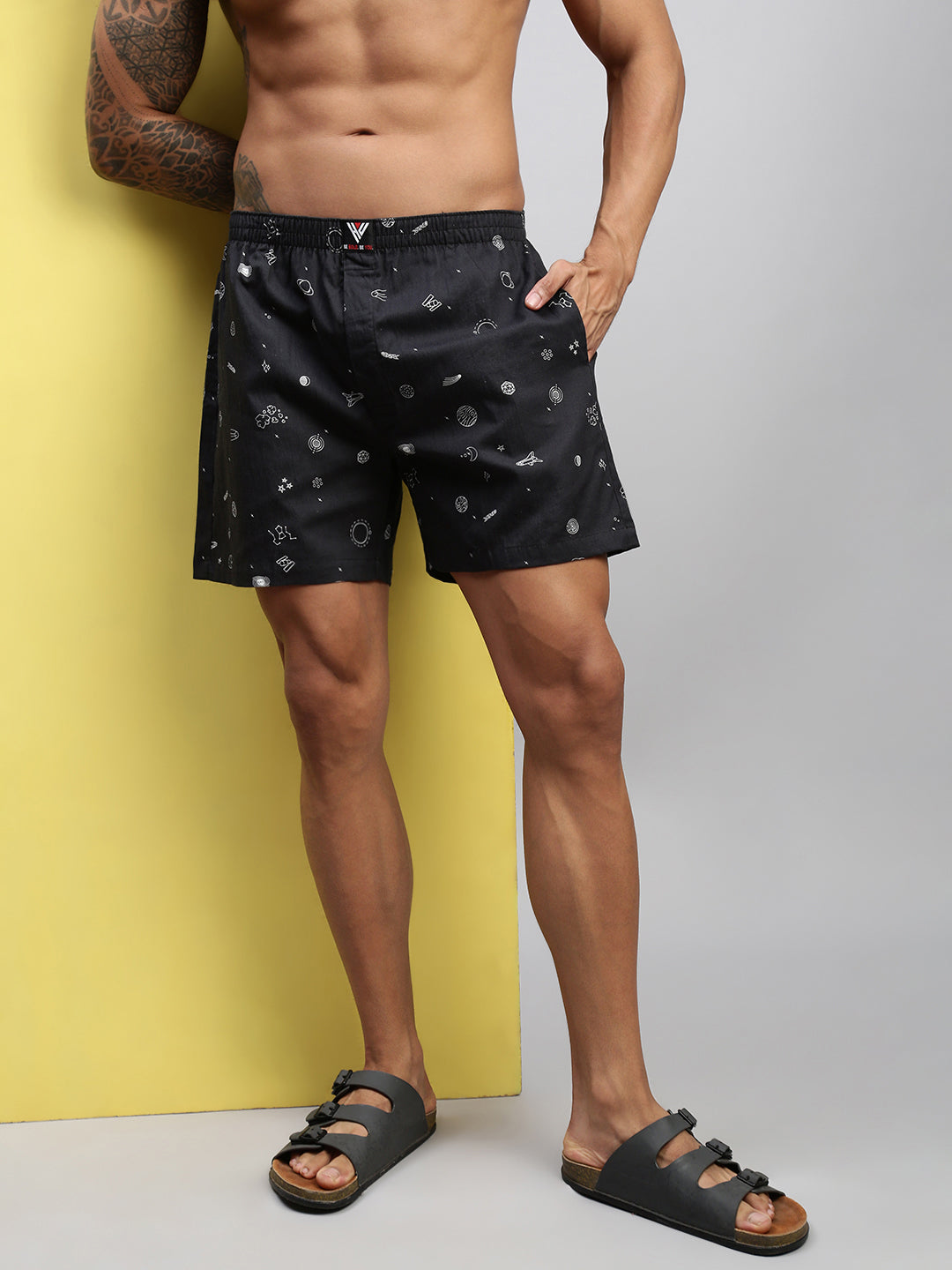 Men Pack of 2 Printed Cotton Boxer Shorts