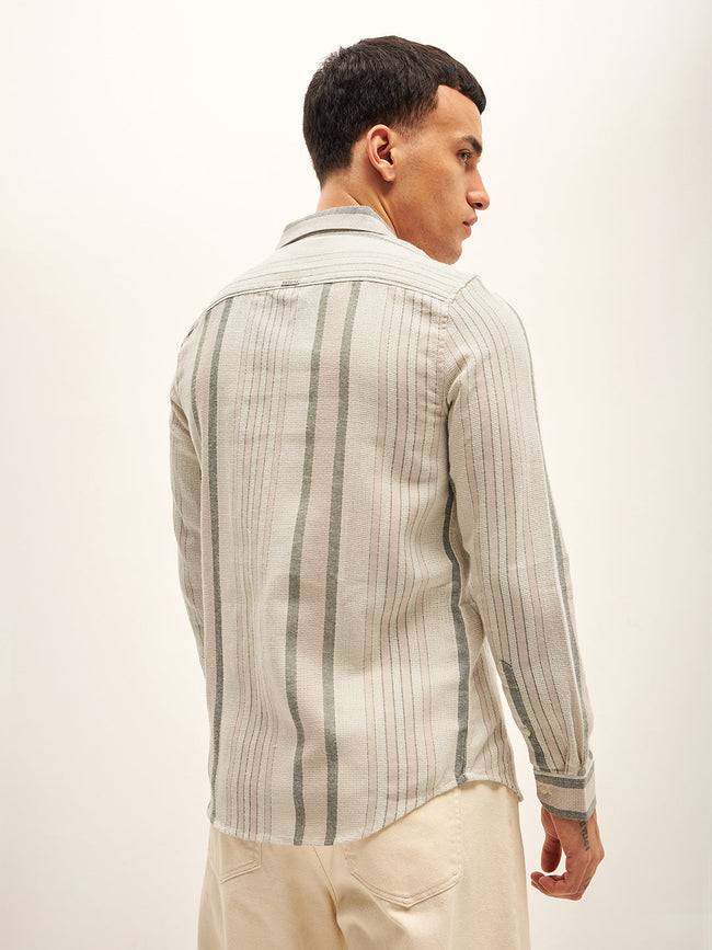 Men Multi-Color Stripe Slim Fit Casual Shirt