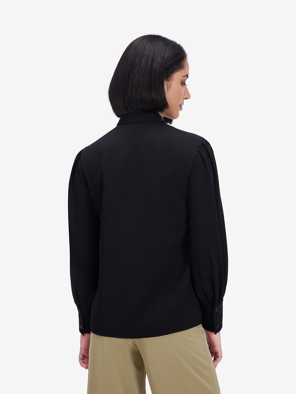 Women Black Luxe Floral Embroidered Shirt