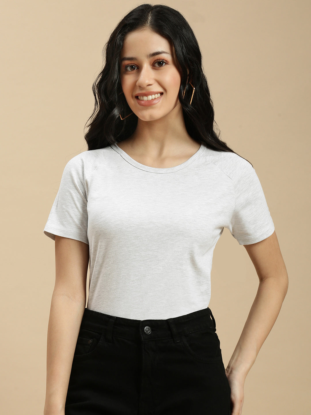 Women White Half Sleeve Top