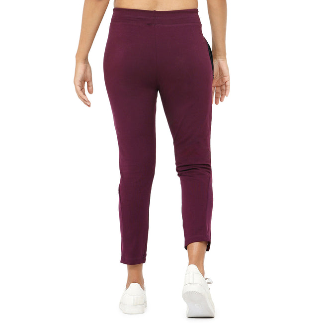 Women Red Ankle Length Track Pant