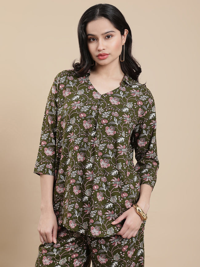 Women Green Festive Top