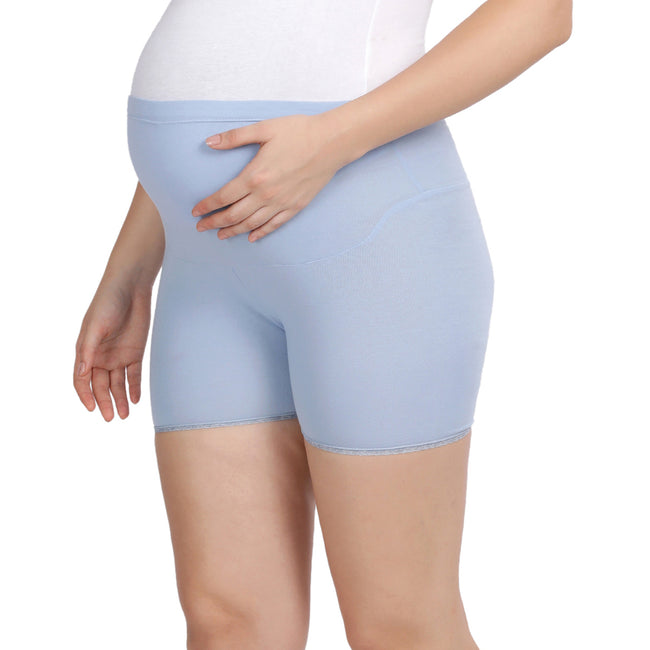 Women Blue Maternity Lace Shorts