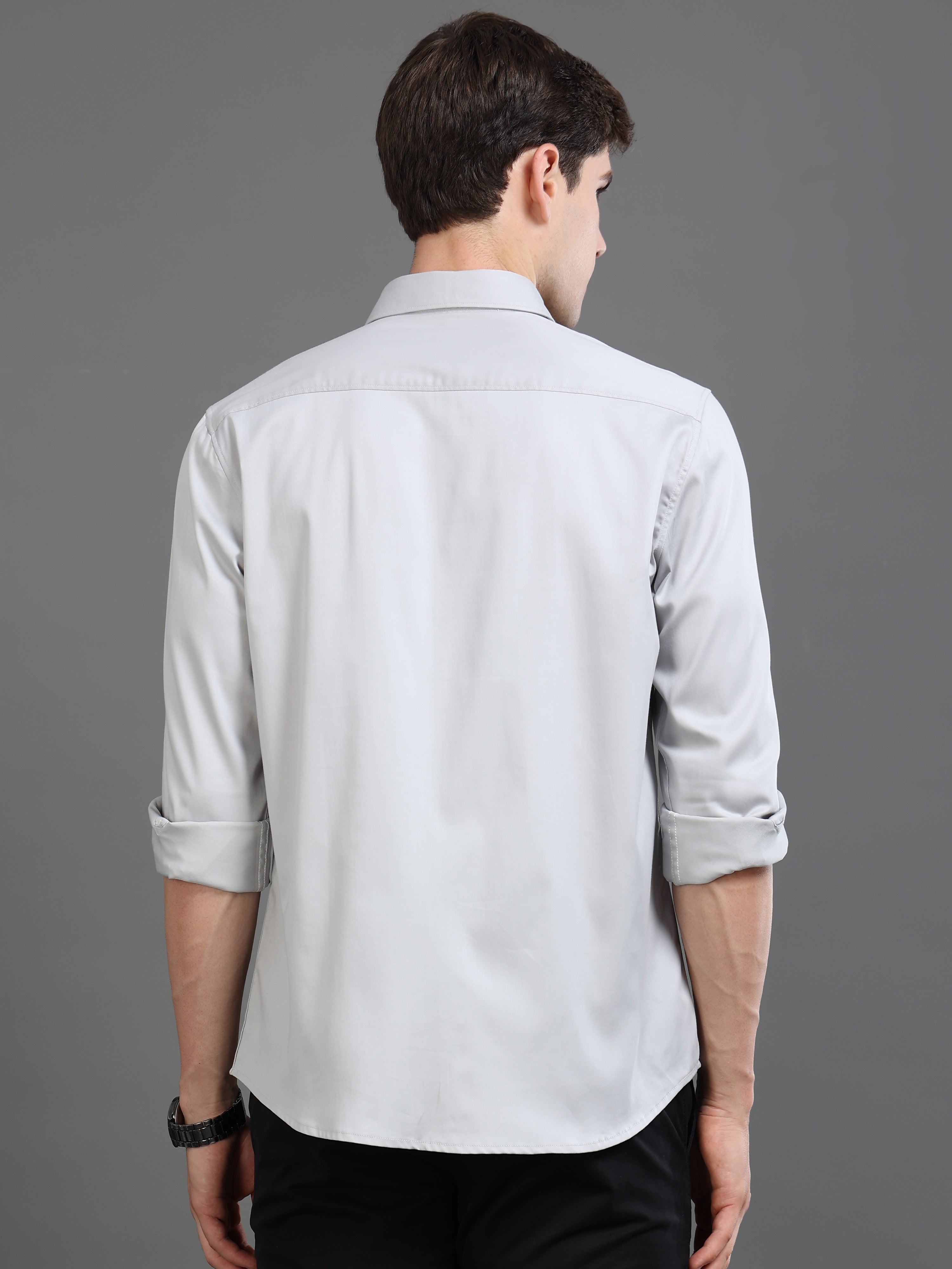 Men Grey Satin Shirt