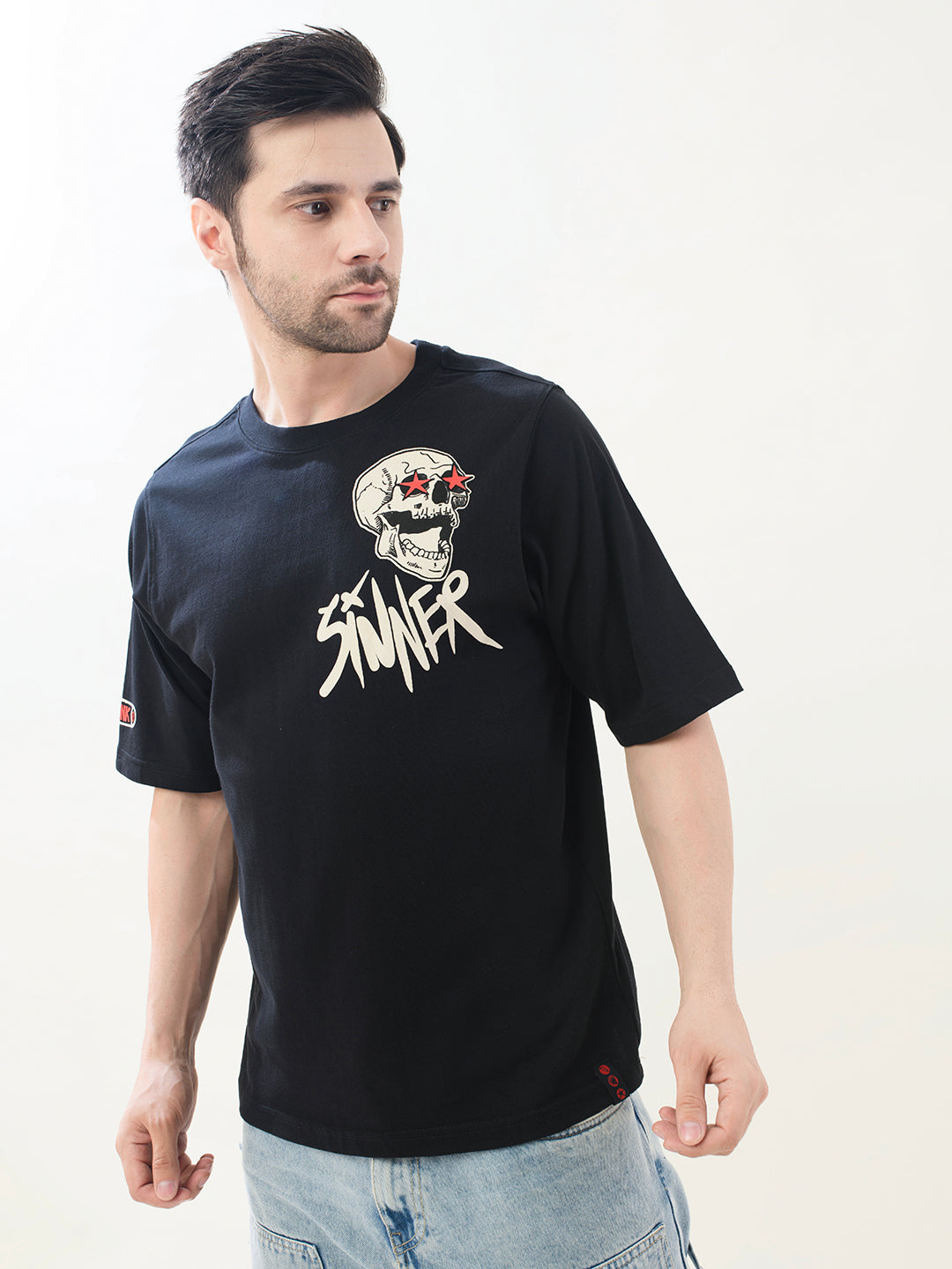 Men Black Cotton Oversized T-Shirt
