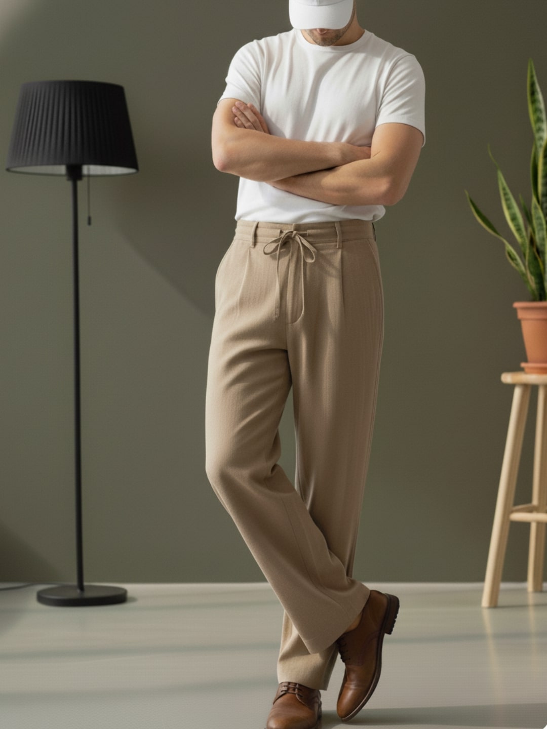 Men Khaki Korean Pant