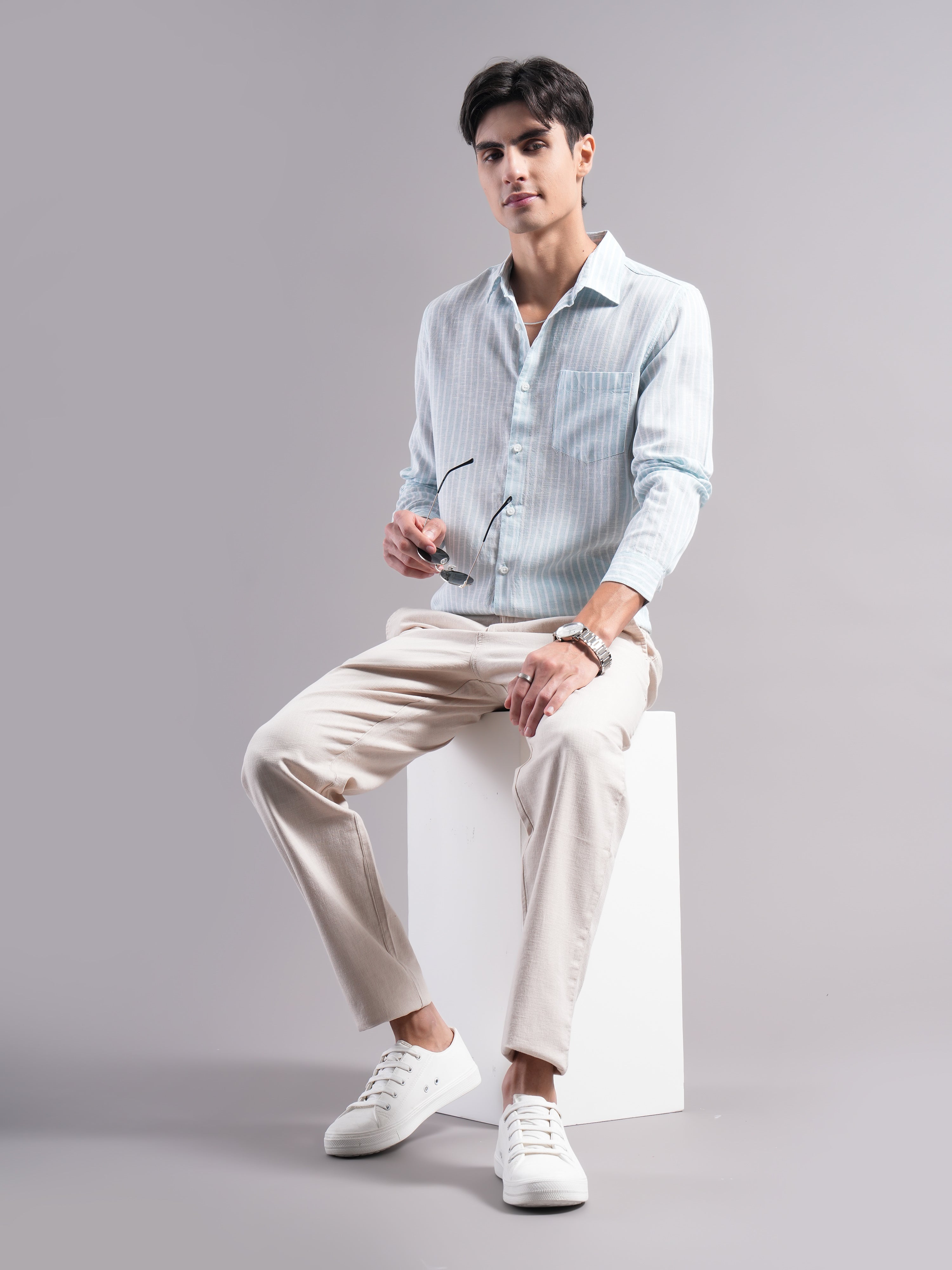 Men Lyocell Striped Shirts