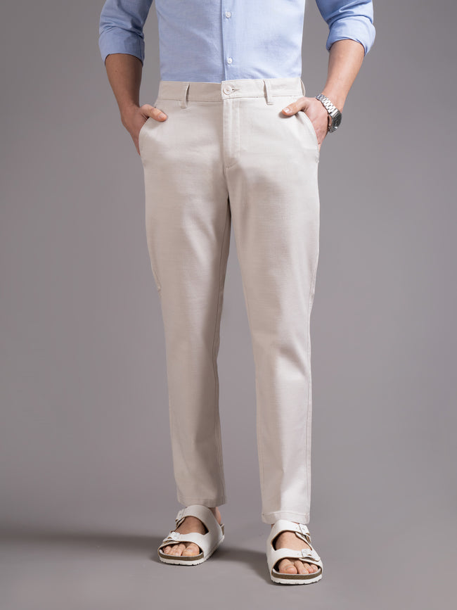 Men Cream Smart Slim Fit Chinos
