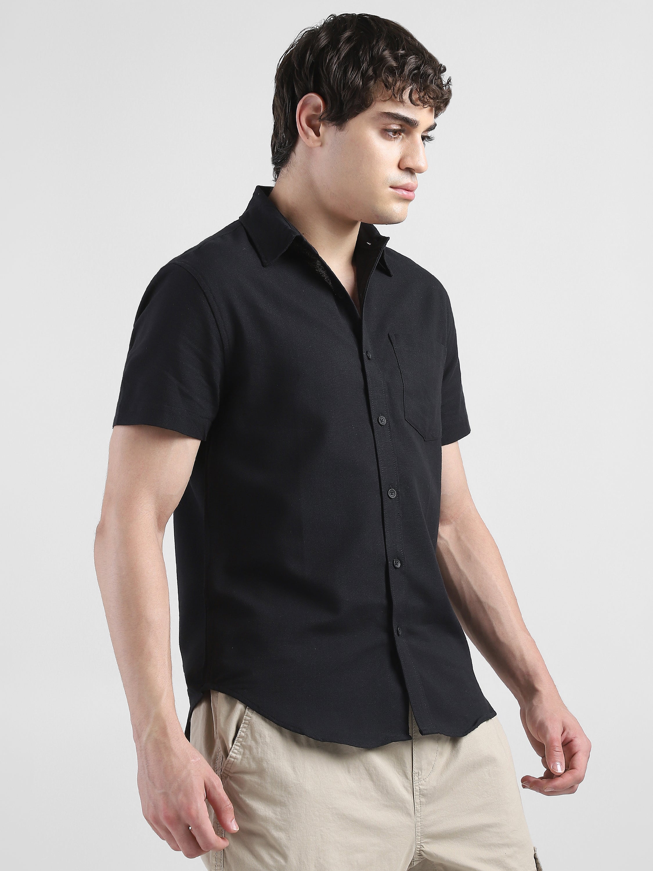 Men Black Regular Fit Shirt
