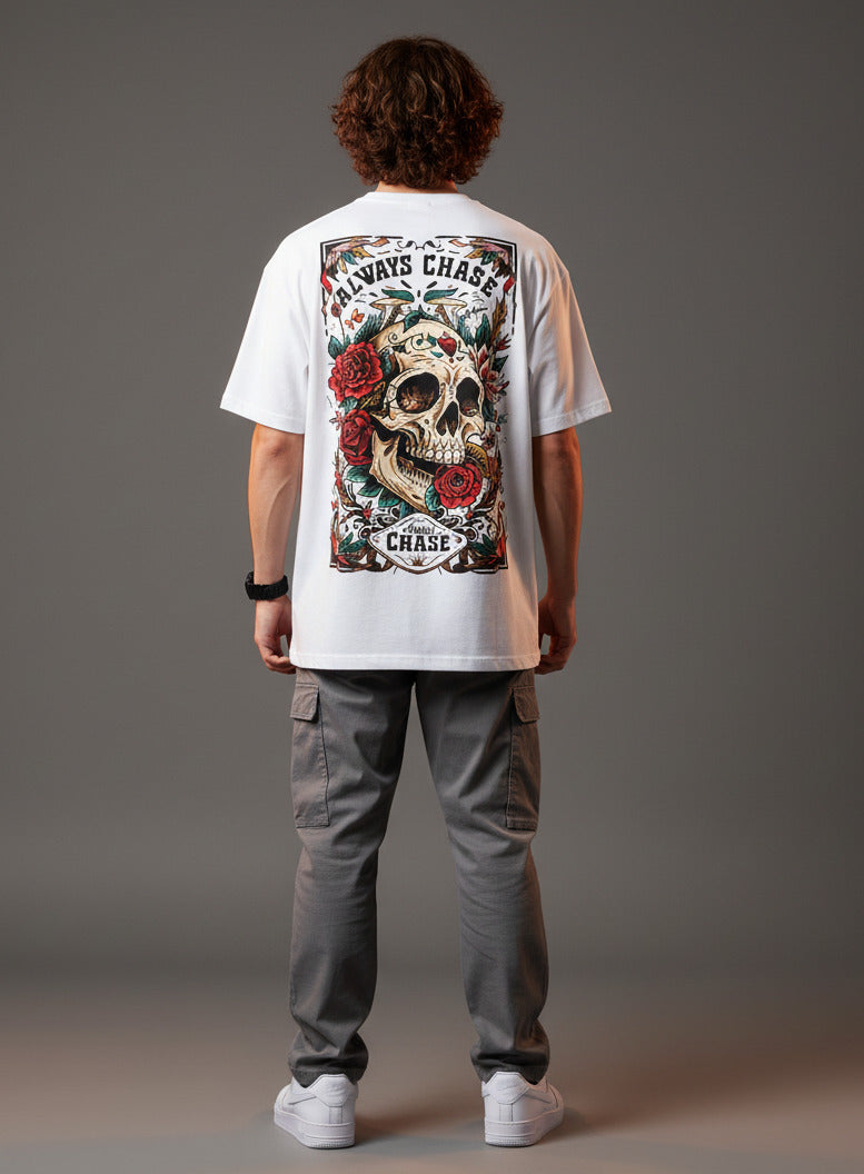 Men White Graphic Cotton Oversized T-Shirt