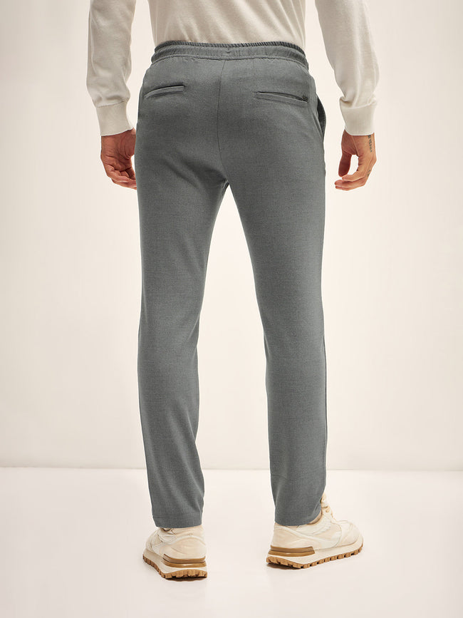 Men Grey Solid 4 Way Stretch Formal Trouser