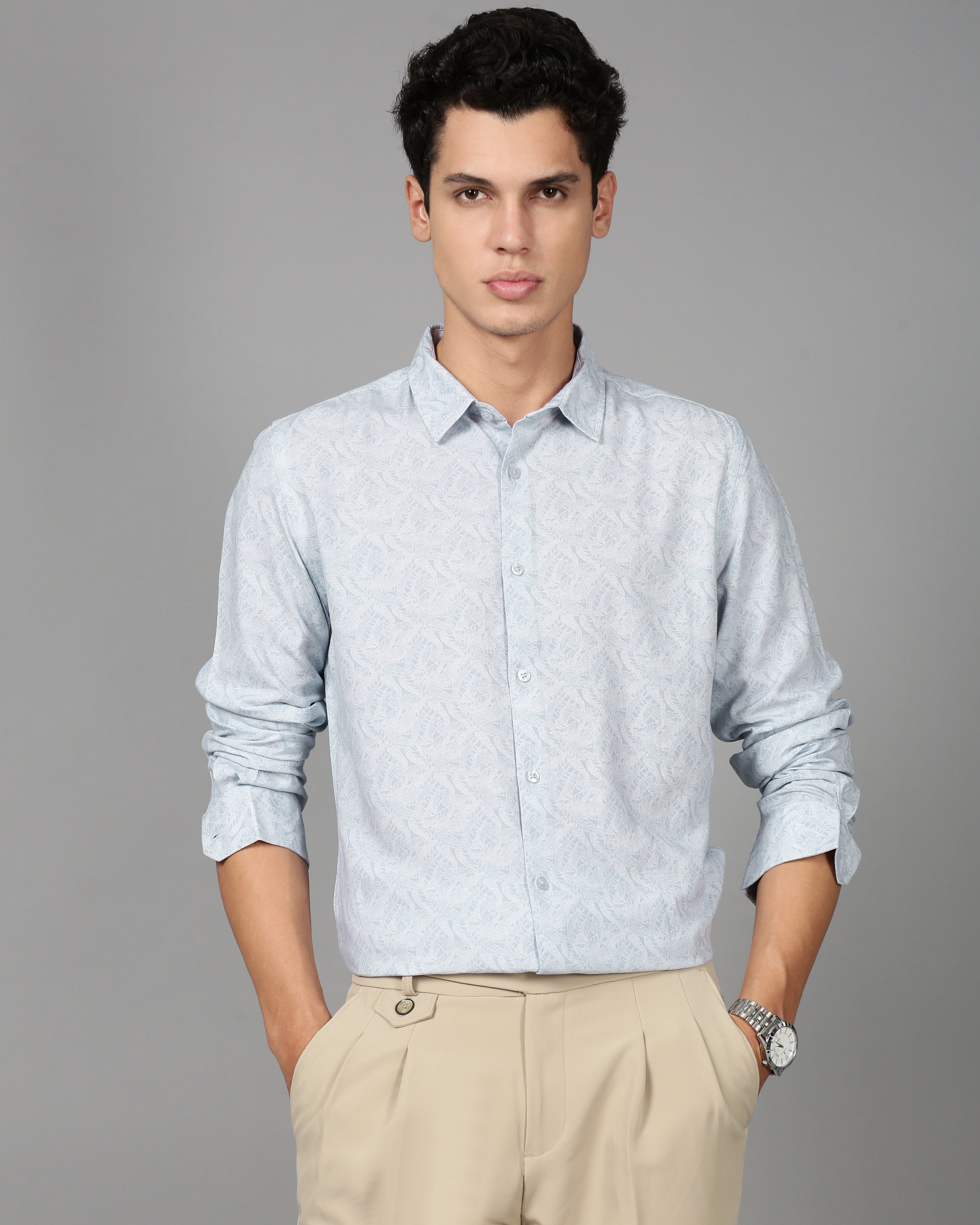 Men Blue Printed Shirt